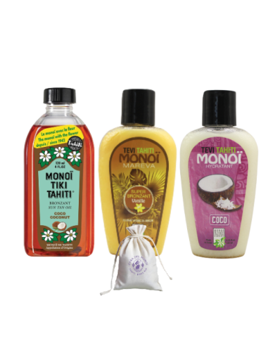 Pack Deluxe Tahiti x4 / Tevi bronceador + Tiki Bronceador + Tevi hidratante + bolsa L