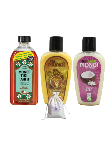 Pack Deluxe Tahiti x4 / Tevi bronceador + Tiki Bronceador + Tevi hidratante + bolsa L